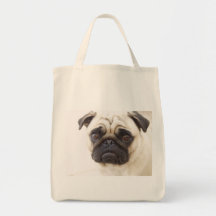 Pug Dog Grocery Tote Bag