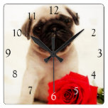 Pug dog square clock