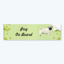 Pug ~ Green Leaves Design bumper stickers