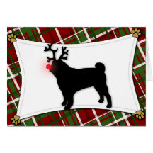 Pug Reindeer Christmas Card
