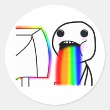 Pukes Rainbows Round Stickers