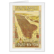Pulse Of New York Map 1891 Greeting Cards