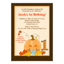 Pumpkin Baby's 1st Birthday Halloween 5x7 Invite