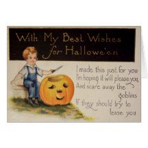 Pumpkin Carving (Vintage Halloween Card)