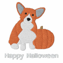 Pumpkin Corgi Embroidered Shirt (Long Sleeve)