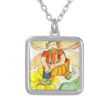 Pumpkin Fairy - Watercolor Pencil Personalized Necklace