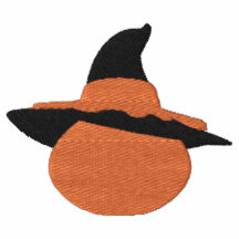 Pumpkin with Witch's Hat Halloween Design 1 Embroidered Polo Shirts
