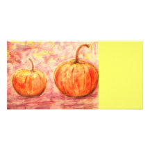 pumpkins in the fall sunshine personalized photo card