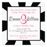 punk rock birthday party invite pink black stripes