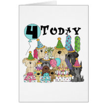 Puppies 4th Birthday Bash Tshirts and Gifts Card