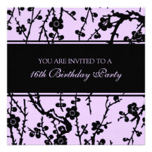 Purple 16th Birthday Party Invitations