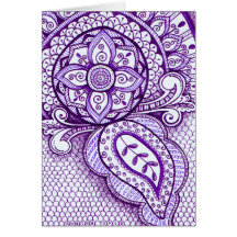 Purple Amethyst Damask Indian Mandala Blank Inside Card