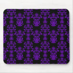 Purple and Black Damask Mouse Mat