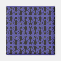 Purple and Black Goth Cat Pattern Fridge Magnet