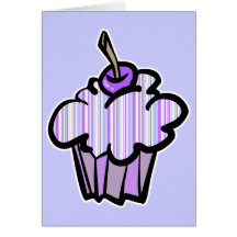 purple and blue stripes cupcake greeting cards