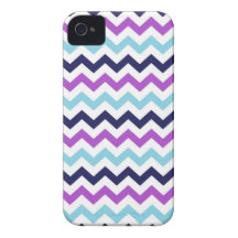 Purple and Blue Zig Zag Chevrons Pattern Case-Mate iPhone 4 Case