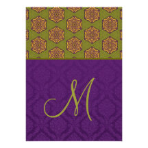 Purple and Gold Ethnic Pattern Wedding H628 Announcements