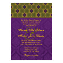 Purple and Gold Ethnic Pattern Wedding H631 Custom Invitations
