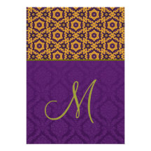 Purple and Gold Ethnic Pattern Wedding H632 Cards