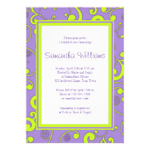 Purple and Lime Green Scroll Bridal Shower Personalized Invitation