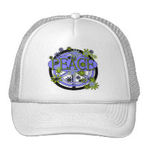 Purple and Lime Peace T-shirts and Gifts Mesh Hats