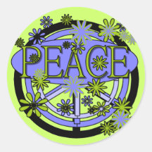 Purple and Lime Peace T-shirts and Gifts Round Sticker