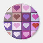 Purple and Pink Heart Squares Magnets