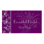Purple and Silver Floral Scroll Business Card