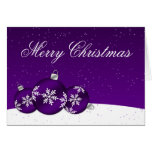 Purple and White Christmas Snowflake Ornaments Greeting Card