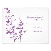 Purple and White Country Floral Wedding RSVP Invitations