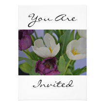 Purple and White Tulips You Are Invited Invitation