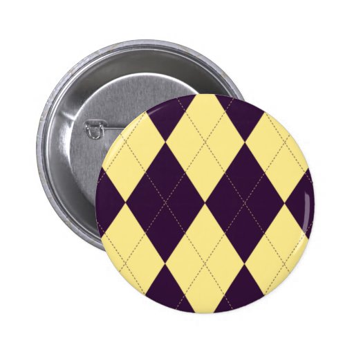 Purple and Yellow Argyle Button
