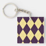 Purple and Yellow Argyle Keychain Acrylic Key Chain