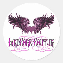 Purple Angel Wings - Heart Round Sticker