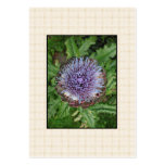 Purple Artichoke Flower. On beige check. Business Card Template