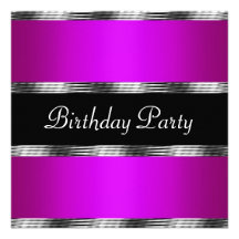 Purple  Birthday Party Silver Custom Invites