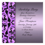 Purple/Black Damask Side Border Birthday Invite