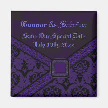 Purple & Black Goth Lace Wedding Refrigerator Magnets
