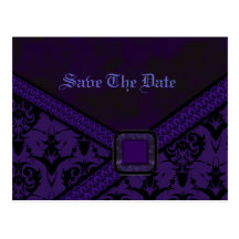 Purple & Black Goth Lace Wedding Post Cards