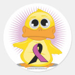 Purple & Black Ribbon Duck Round Sticker