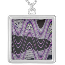 purple black wave abstract necklace