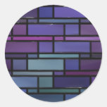 Purple, Blue, and Teal Stained Glass Window Round Stickers