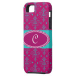 Purple & Blue Fleur de Lis Damask Case Mate iPhone 5 Cases