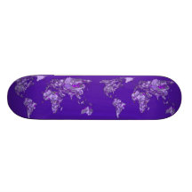 Purple blue map skate board