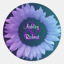 Purple Blue Sunflower Wedding Sticker