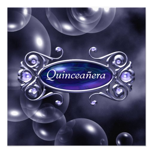 Purple Bubbles Quinceanera 15th Birthday Personalized Announcement