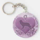 Purple Cavalier King Charles Spaniel Valentine Keychain