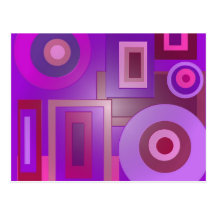 purple circles squares post cards