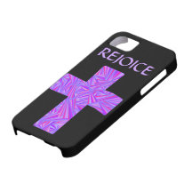 Purple Cross Christian Art Rejoice iPhone 5 Cover