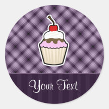 Purple Cupcake Round Stickers